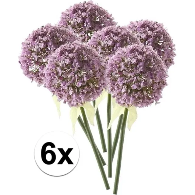 Bellatio Flowers & Plants Kunstbloem Sierui / Allium - 6x - lila paars - steel van 70 cm