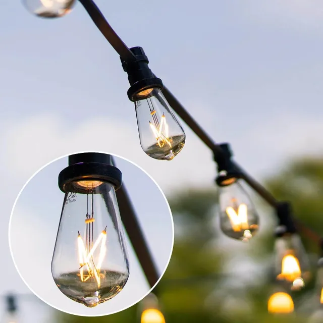 LumenXL lichtsnoer voor buiten 50 meter 75 fittingen - 3,5 watt 2200K LED filament lampen - excl. dimmer