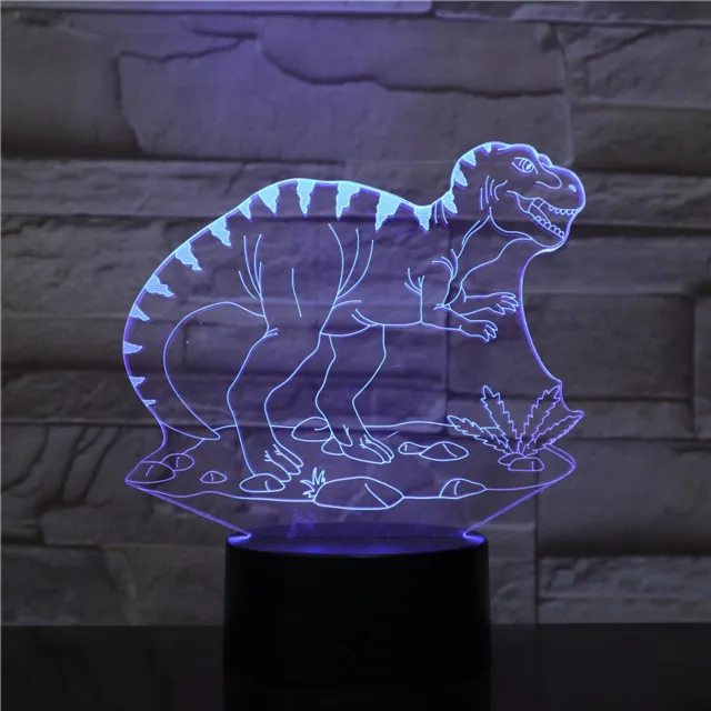 MC Living 3D Led Lamp Met Gravering - RGB 7 Kleuren - Dinosaurus