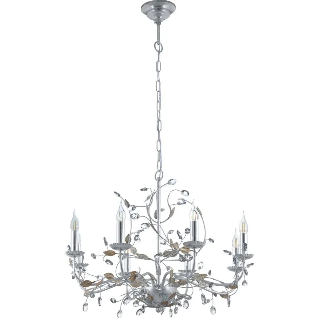 EGLO Vintage Flitwick 1 - Hanglamp - 8 Lichts - Ø780mm. - Zilver