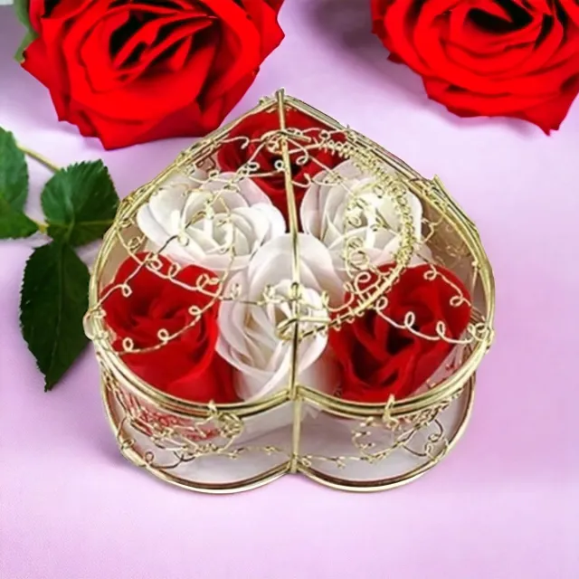 AliRose Zeep Roosjes - Rood / Wit - Elegant Cadeau - Valentijn - Liefde - Amor - Licht Geparfumeerd - Roosjes Geur Rood-Wit