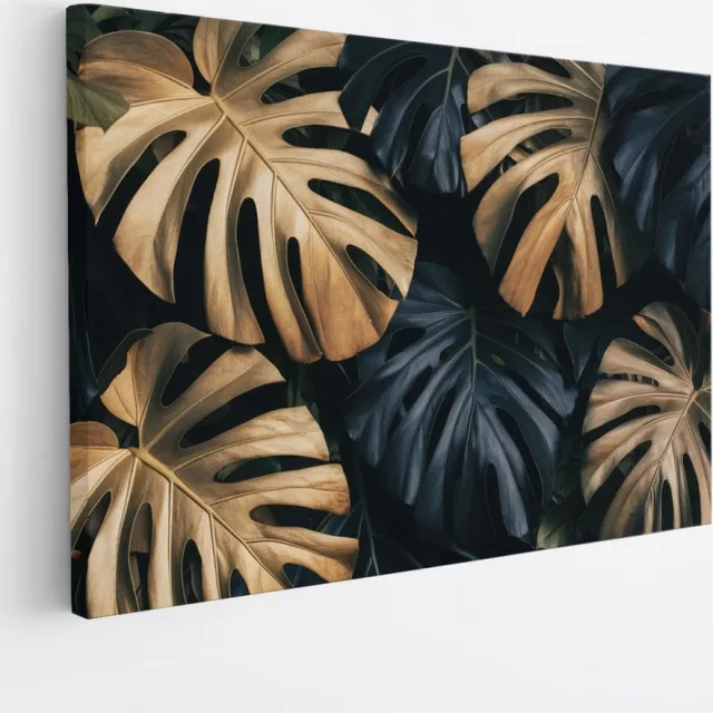 Saammp Canvas Schilderij - Goude Bladeren - Landschap - Natuur - 120x80 - Foto op canvas - Wanddecoratie - Muurdecoratie Woonkamer - Slaapkamer decoratie - Canvas Print Multicolor