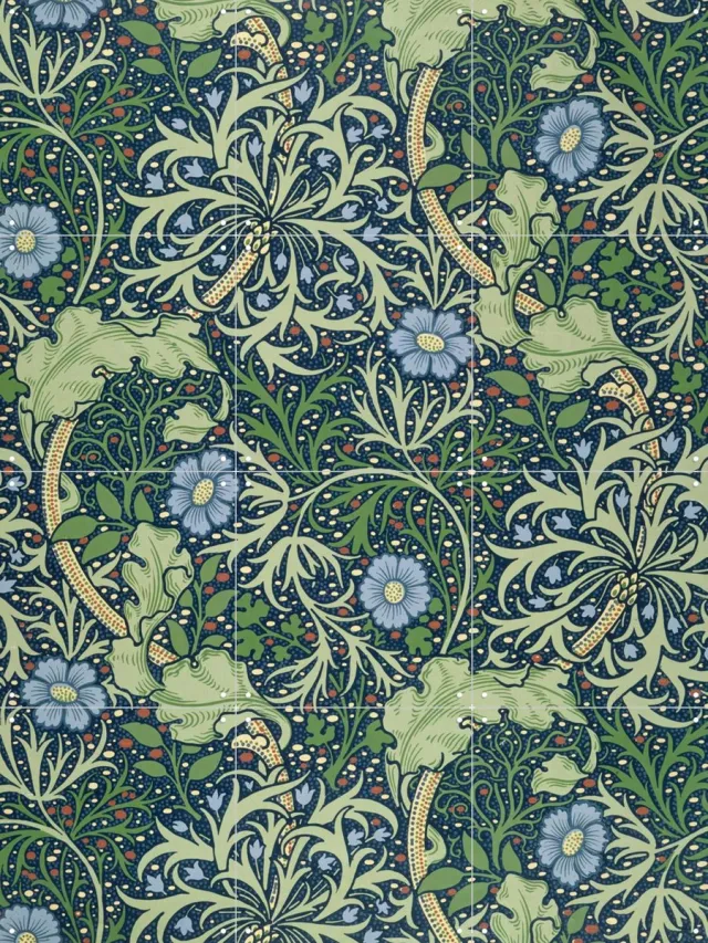 IXXI Seaweed, William Morris & Victoria and Albert Museum - 60 x 80 cm - Grote wanddecoratie en posters - Kleurrijk, Illustraties, Ornamenteel Groen / Donkere tinten