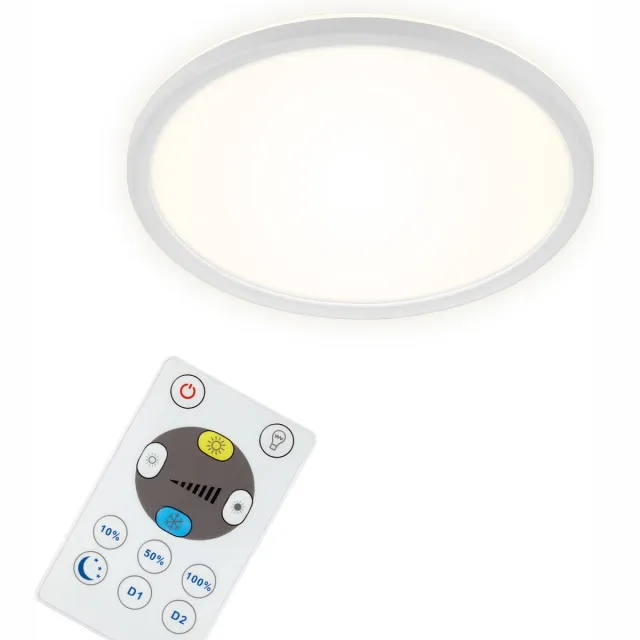 Briloner Slim - CCT Plafondlamp led - plafonniere met afstandsbediening - warm wit licht & koel wit licht - dimbaar - 18W - 29cm - wit Wit (met CCT)