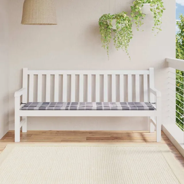 vidaXL Tuinbankkussen 180x50x3 cm oxford stof ruitpatroon grijs Meerkleurig