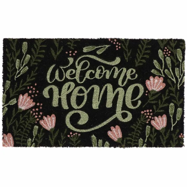 Esschert Design Kokosmat "Bloemen" "Welcome Home" 75x45 cm - Stijlvol en Duurzaam Natuurlijk met bloemenmotief