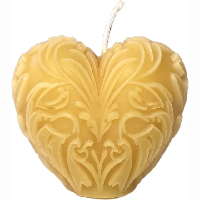 TMcreations Bijenwas Kaars Valentijn Hart - 100% Zuivere Ambachtelijke Kaarsen in Hartvorm - Cadeautje voor Haar - Bijenwaskaarsen Homemade Geel