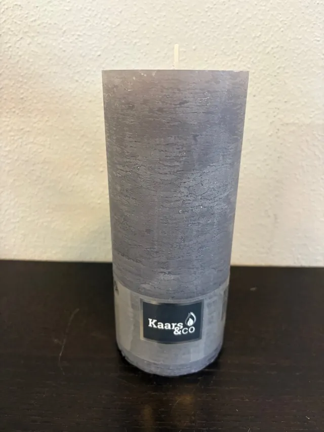 Kaars & Co XXL massieve rustiek kaars grijs H 20cm branduren 100h Kaars en co