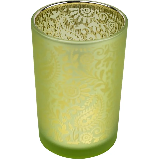 Mars & More Paisley - theelichthouder lime groen - 12 x 12 x 18 cm