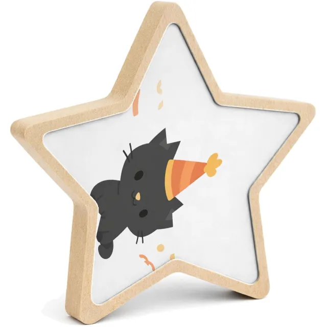 Mr Cadeautjes MDF fotolijst ster 14 x 13,5 - design Een rustige felicitatiekaart met een konijn op een zachte ac | cadeau Wit