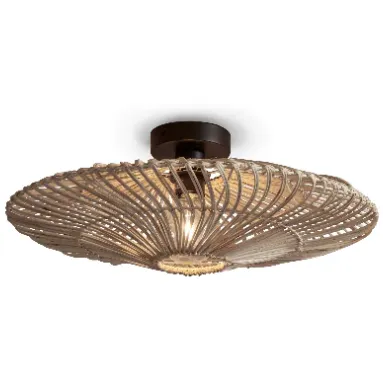 Good&Mojo Plafonniere Zanzibar L rotan/plat dia.55xh.14cm. wit