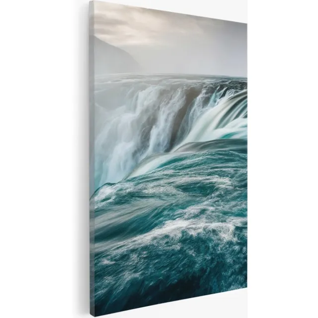 Saammp Canvas Schilderij - Waterval van dichtbij - Natuur - Botanisch - 20x30 - Foto op canvas - Wanddecoratie - Muurdecoratie Woonkamer - Slaapkamer decoratie - Canvas Print Multicolor