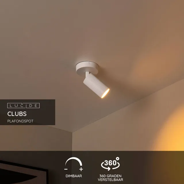 Lucide CLUBS - Plafondspot - 1xGU10 - Wit