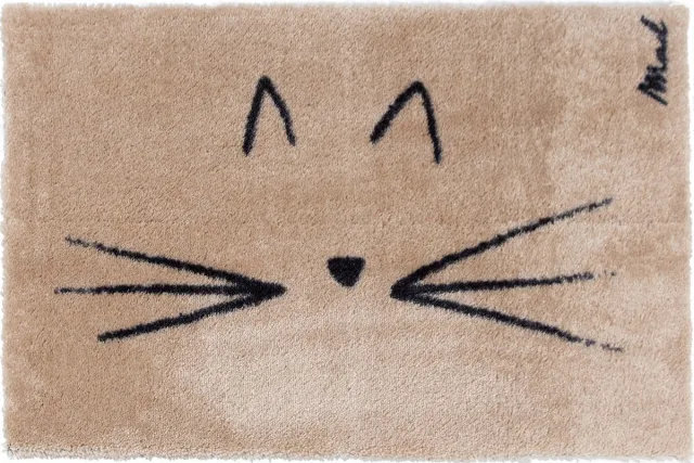 Mad About Mats Dory - cat/poes/kat - deurmat/badmat - droogloop/touch - wasbaar - 50x75 beige