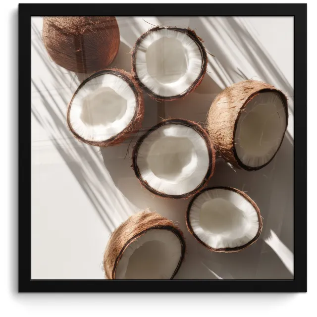 FrameYourWall Poster in lijst - Fotolijst 40x40 cm - Posters - Kokosnoten - Bruin - Shaduw - Posterlijst zwart - Decoratie - Wanddecoratie woonkamer - Muurdecoratie slaapkamer