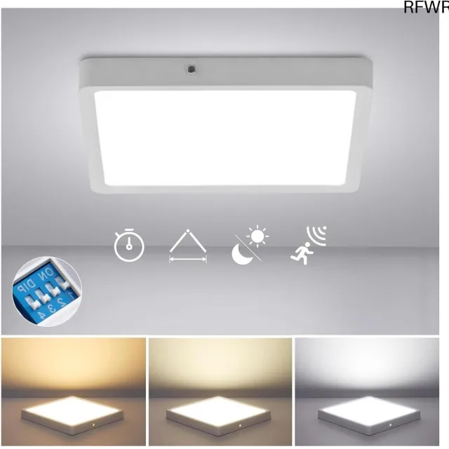RFWR LED Plafondlamp met Bewegingssensor en Lichtsensor - 18W, 1800LM, Ø22,5CM, Ultradunne Ronde Lamp voor Badkamer, Gang of Trap wit