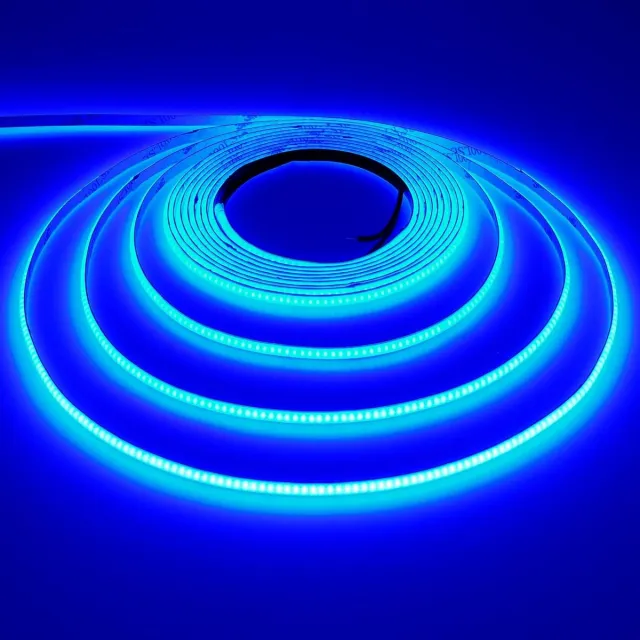ShopHaven LED Strip 12 V 5 m Blauw Ultradun 3 mm Breed Zelfklevend 384 LEDs/m CRI>90 Niet-Waterdicht Flexibel Inkortbaar voor Binnengebruik Keuken Thuis Decoratie DIY
