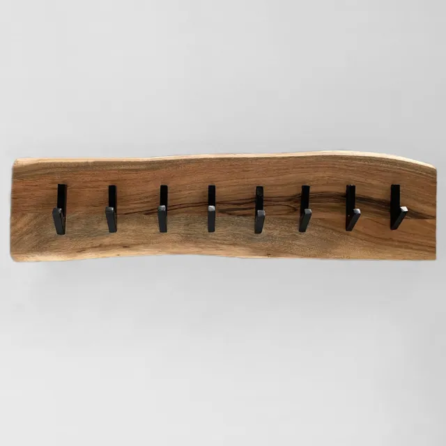 Lizzely Garden & Living Kapstok David industrieel 90cm lang acacia hout muurdecoratie Zwart