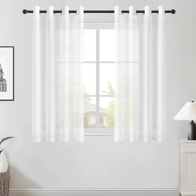 Unyqoos Elegante Doorzichtige Vitrage voor Woonkamer en Slaapkamer met Linnenstructuur wit