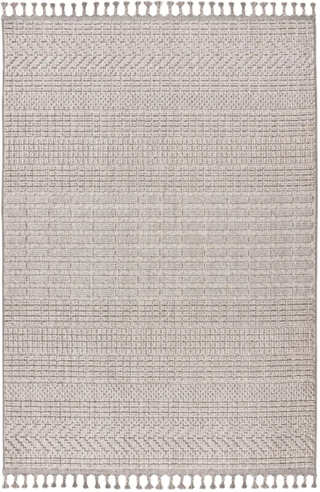Padiro laagpolig vloerkleed met zachte uitstraling 80 x 150 cm - lichtgrijs - modern effen ontwerp - voor vloerverwarming - van polypropyleen en jute