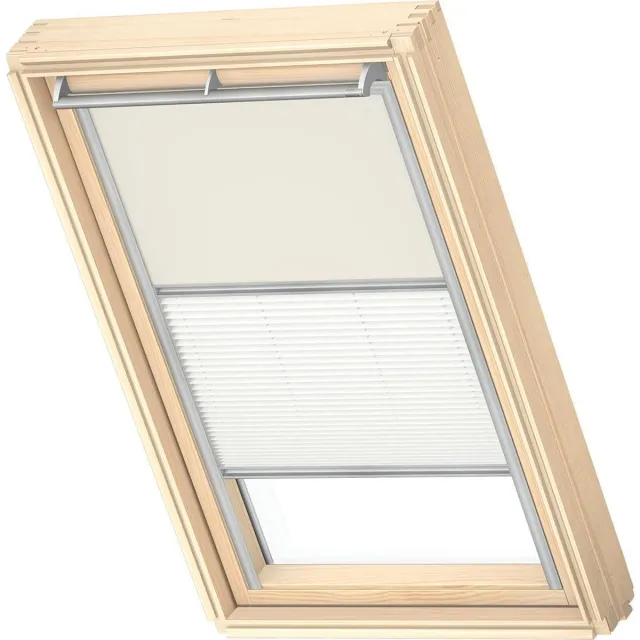VELUX Origineel Verduisterend Rolgordijn Plus Plissé (DFD), Zilveren Kozijn, SK08, Licht Beige
