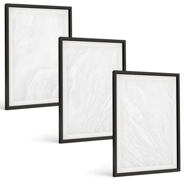 Coloray 3-Delige Schilderij Set - Elegante Lineaire Structuur Van Marmer. - 40 x 60 cm - Wanddecoratie - Muurdecoratie - Woonkamer - Interieur Decoratie Zwarte lijst