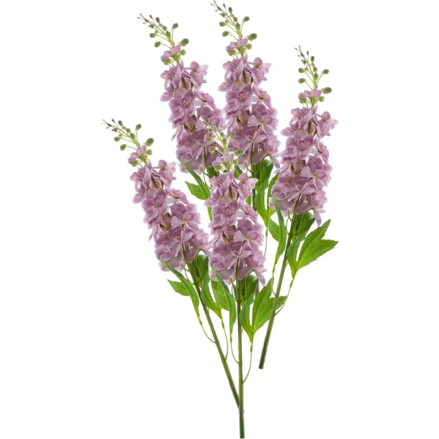 Bellatio Design Kunstbloem bloesemtak ridderspoor - 5x - 87 cm - roze - kunst zijdebloemen - bloesem