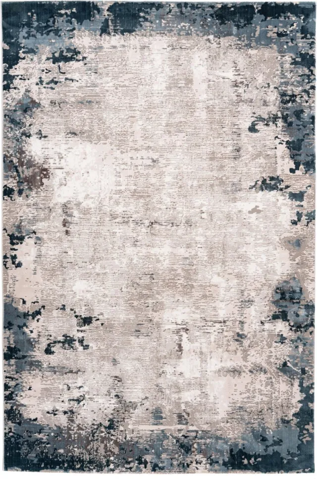 Obsession Multicolor Turquoise Wit Zwart Zwart-Wit vloerkleed - 160x230 cm - A-symmetrisch patroon - Industrieel Blauw