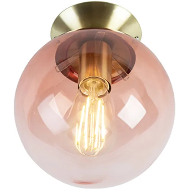 QAZQA pallon - Art Deco Plafondlamp - 1 lichts - Ø 200 mm - Roze - Woonkamer | Slaapkamer | Keuken