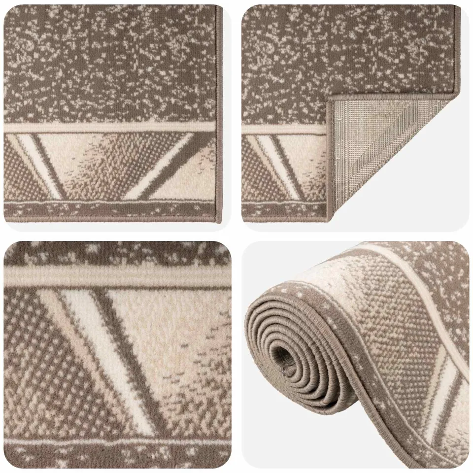 vidaXL Tapijtloper FLORNES Geweven Taupe Zigzag 80 x 450 cm PP 7 mm, foto 4