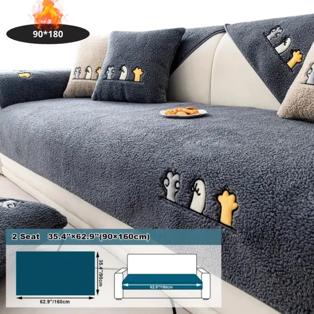Nivard Bankhoes - Bankbeschermer - Stretch - Sofa Cover - Pluche - Donkergrijs - 3 Zits 90x180
