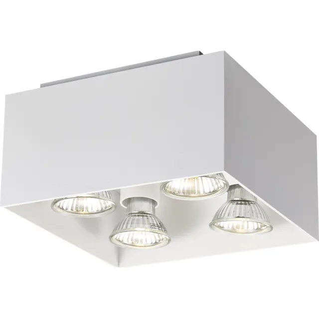 Fantasia Kubo plafondlamp rechthoek wit, 270x90x110mm, 3x GU10 LED 5W incl. (2700K, dimbaar, IP20)
