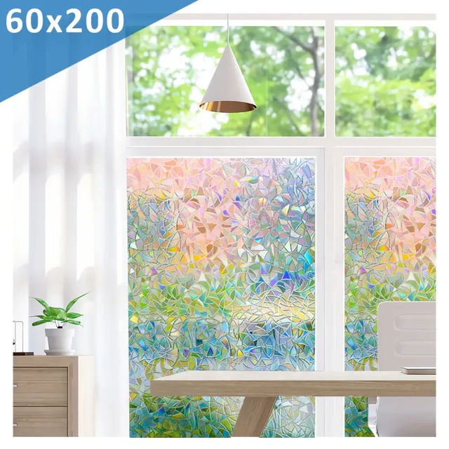 BODESSA Raamfolie - Regenboog 3D Effect - Privacy - Zelfklevend - Anti inkijk folie - Hittewerend - 60x200 cm