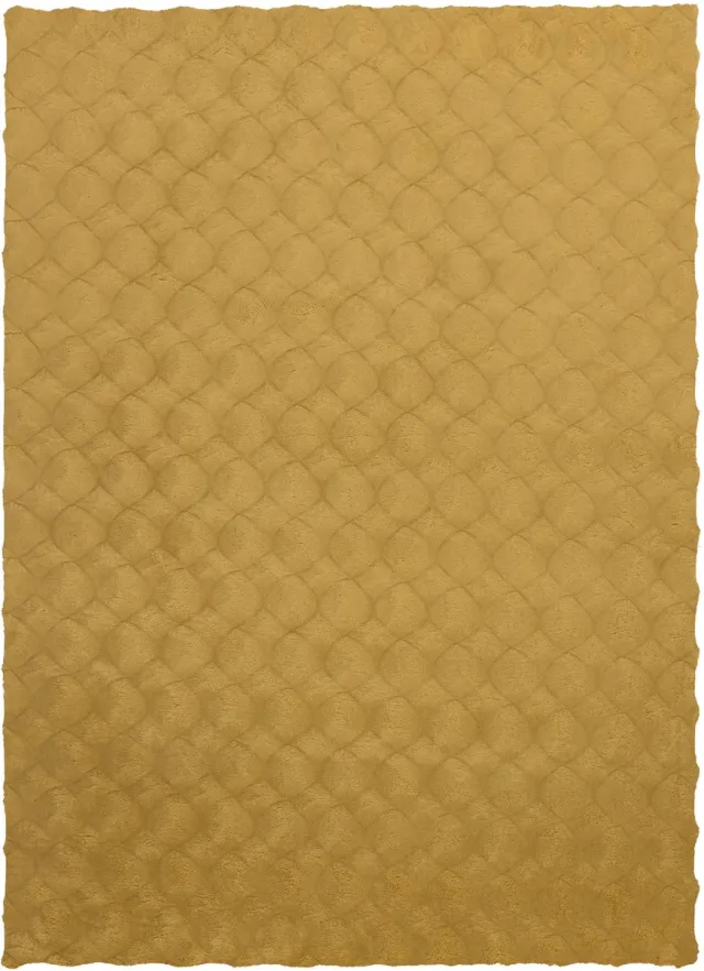 Padiro knus hoogpolig vloerkleed 160 x 230 cm - oker / geel - modern effen structuurontwerp - voor vloerverwarming - van polyester en katoen