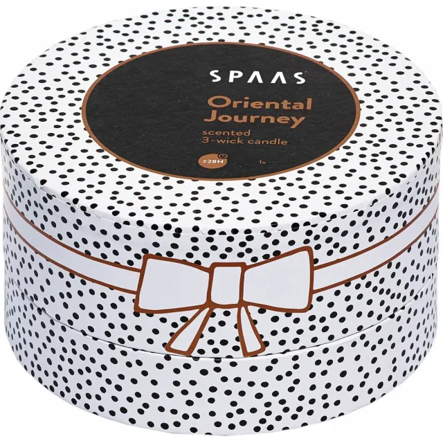 Spaas Cadeau set - 3-Wiek Geurkaars in geschenkverpakking, ± 28 uur - Oriental journey - Cadeau Set Geurkaars Wit