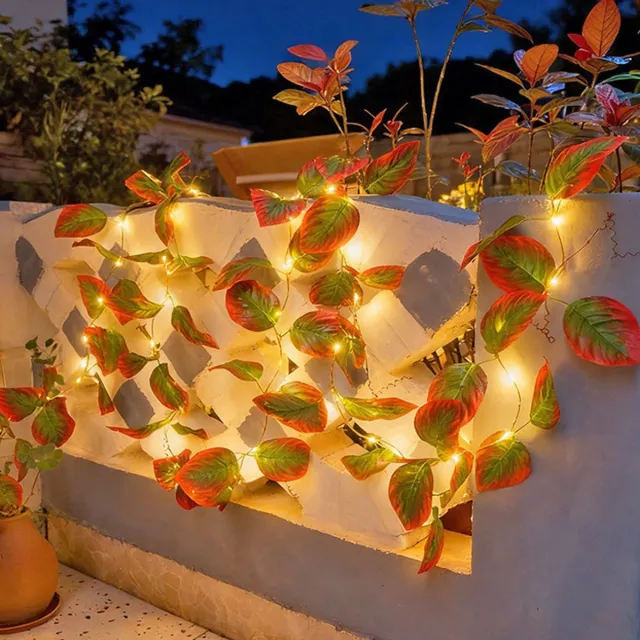 YAGXIG Solar Wijnrank Lichtslinger - Rotan Lichtslinger - Kransverlichting - Waterdicht - 4,8 m - 50 LED's - Geschikt voor Tuinen, Terrassen, Hekken, Buiten en Binnen