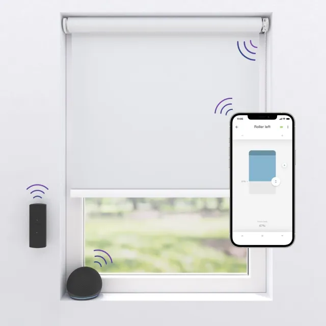 Motionblinds Elektrisch Rolgordijn Verduisterend - 90 x 190cm - App bediening - Slimme Rolgordijn - Automatisch Rolgordijn - Inclusief Montagemateriaal - Wit - 1 Stuk