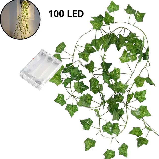 Bovista Klimop Slinger - Met Led Lichtjes - Met Lichtjes - Klimop Kunstplant - Plant Slinger - Hangplant Kunstplanten - Fairy Lights - Bedroom - Nep Klimop - 10 Meter