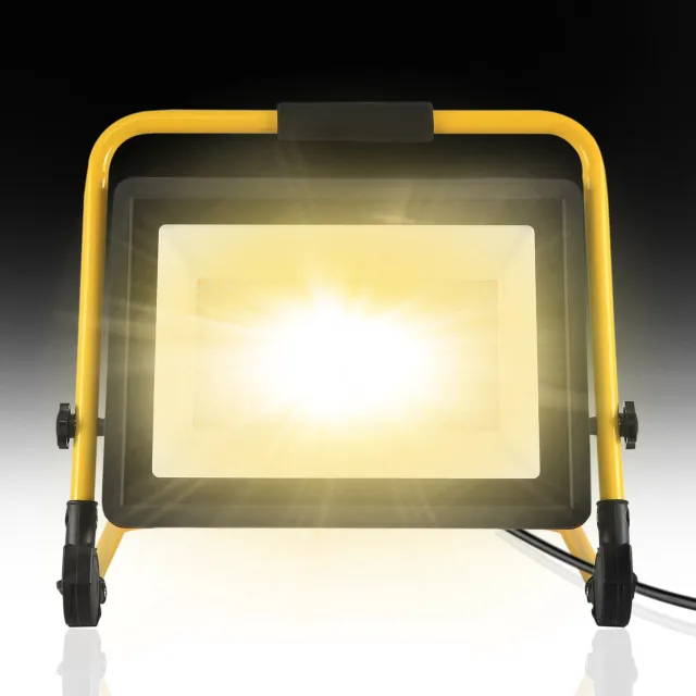 Froadp 200W LED Baustrahler: 16000LM Warmwitte LED Strahler Werklicht Met Standaard & 3m Netkabel, IP66 Waterdicht Voor Garage, Werkplaats Of Bouwvak Warm wit
