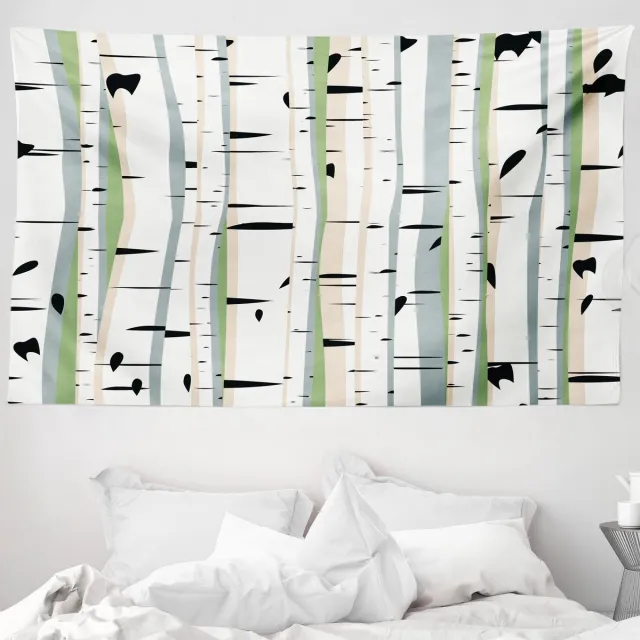 ABAKUHAUS Boomtapijt, Berkenstammen, 230 x 140 cm, Meerkleurig Wit Donkergrijs