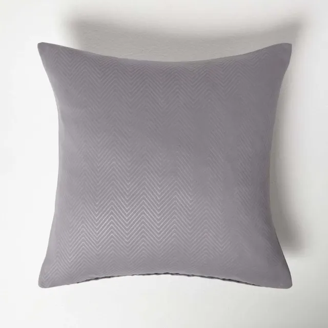 Homescapes Grijze Zig Zag Kussenhoes 45 x 45 cm Grijs