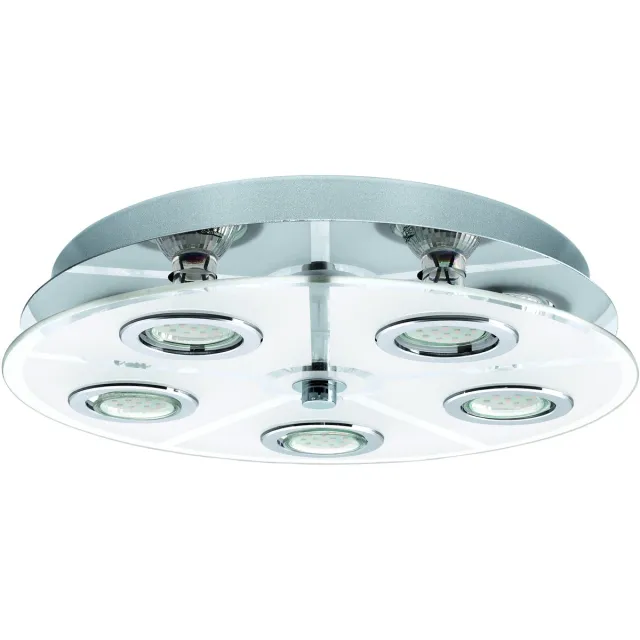 EGLO Cabo - Plafondlamp - Rond - 5 Lichts - Ø350mm. - Chroom - Wit, Helder