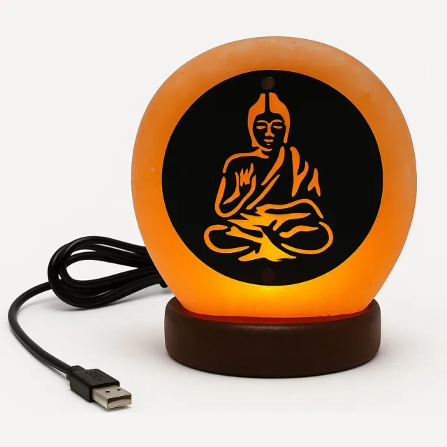 Pink Gold HimalayaZout - Zoutlamp - USB LED - Boeddha Zoutlamp- Tafellamp - 10 x 12 x 5 cm - 0,8kg - Buddah lamp Roze