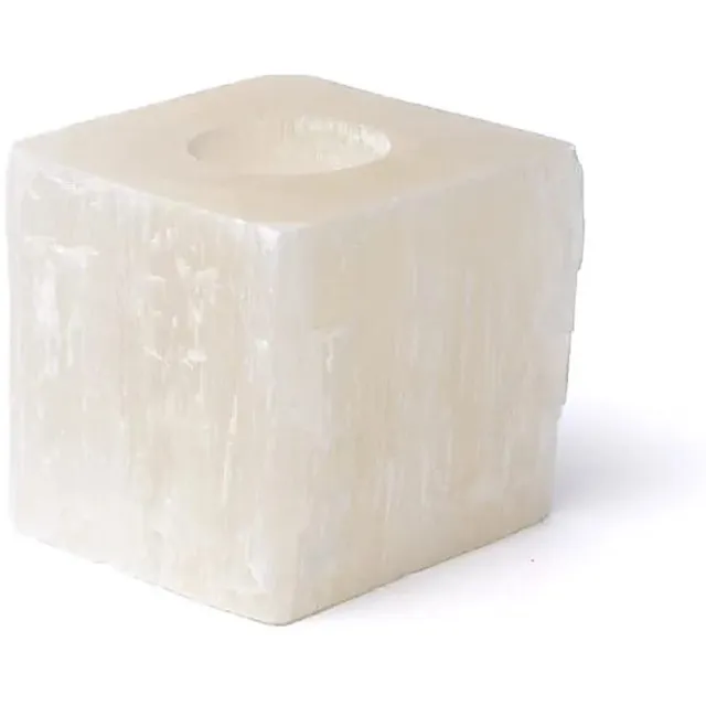Moonlight Gemstones Edelsteen Seleniet Waxinelichthouder – 8–10 cm | ca. 2 kg | Zuiverende energie en serene sfeer kerst winter Meerkleurig