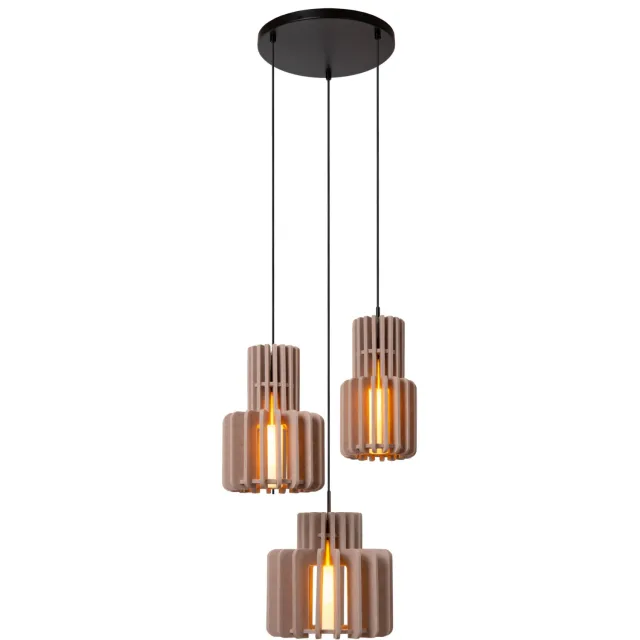 Lucide ROLLO - Hanglamp - 3xE27 - Taupe Taupe, Opaal