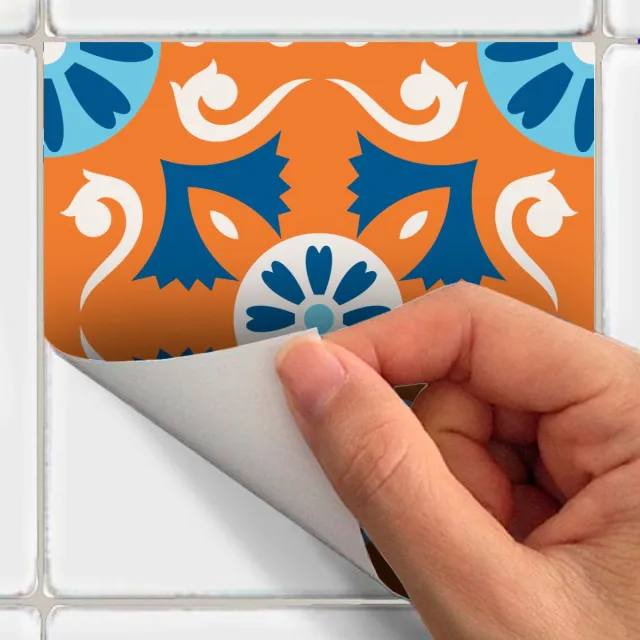 Ambiance Sticker Zelfklevende tegelmuurstickers voor keuken en badkamer - 60 cementtegelstickers, Azulejos Alemina - 60 stickers, 15x15cm Multi color