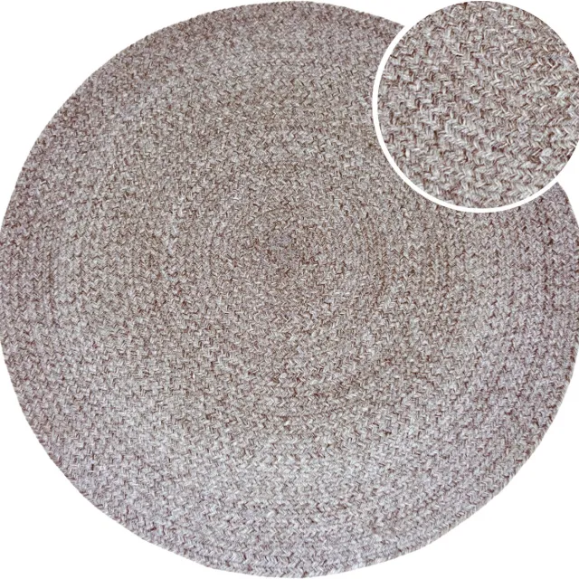 Axi Corfu Buitenkleed – Rond – Ø 180 cm – Bruin – Buitenkleed – Buitentapijt – Weer- en UV-bestendig – Plat geweven – Tuintapijt – Voor binnen en buiten - Handgeweven