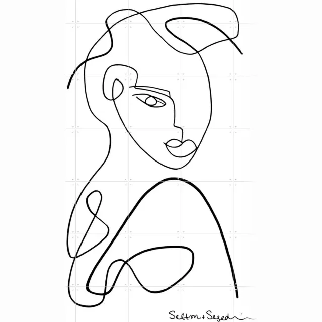 IXXI The Glance white, Sefton & Segedin - 100 x 140 cm - Grote wanddecoratie en posters - Minimalisme, Line art, Grafisch Ontwerp, Illustraties Zwart / Zwart en wit