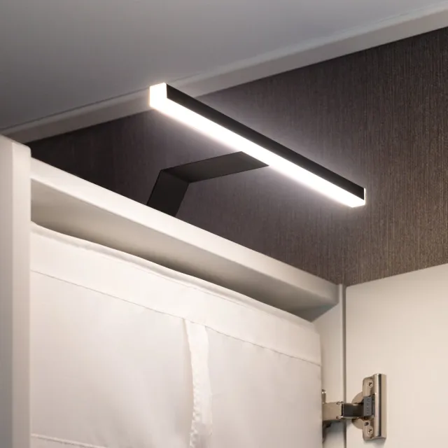 Eleganca luxe opbouwverlichting voor kasten en spiegels 3 stuks - B30 x H3.5 cm - Meubelverlichting - Kastverlichting - Spiegelverlichting - Schilderijverlichting - Warm wit licht 2700K - 5W - IP44 - Zwart