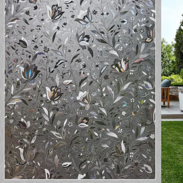 Famanu Ondoorzichtige raamfolie, zelfklevend, regenboog effect, statisch, privacyfolie, anti-UV zonwering voor woonkamer, 60 x 200 cm